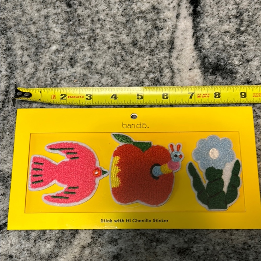 Ban.do Chenille Sticker Set with Bird, Apple, and Flower NEW